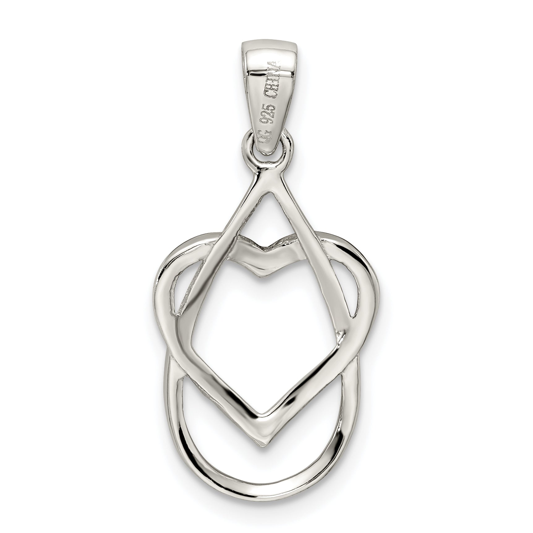 Sterling Silver Polished CZ Heart Pendant