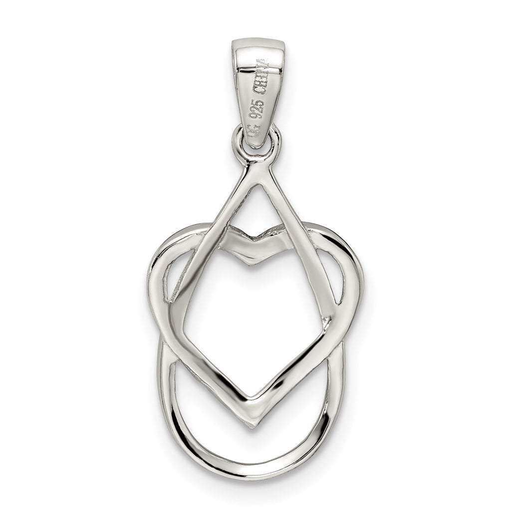 Sterling Silver Polished CZ Heart Pendant