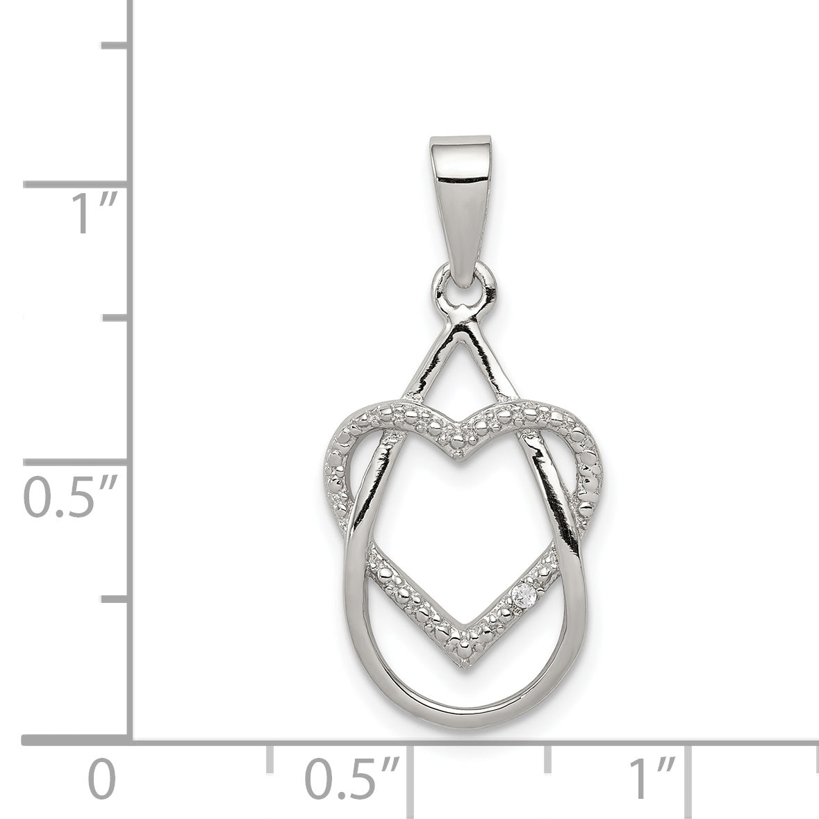 Sterling Silver Polished CZ Heart Pendant