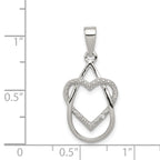 Sterling Silver Polished CZ Heart Pendant