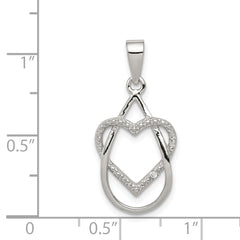Sterling Silver Polished CZ Heart Pendant