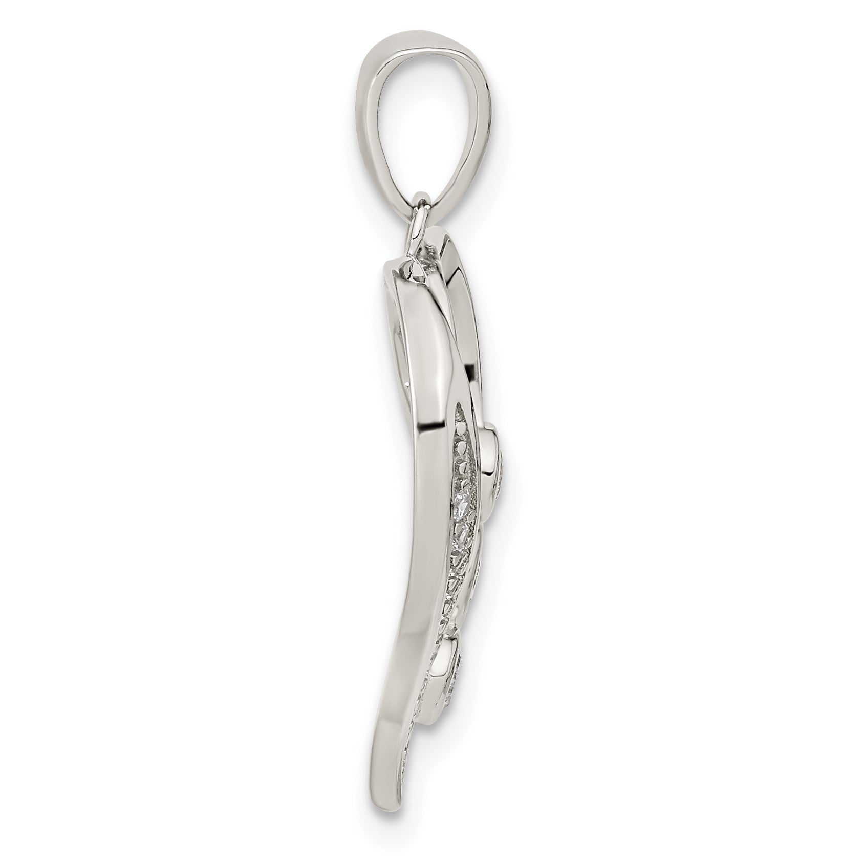 Sterling Silver Polished Heart with CZ Pendant Secondary image