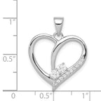 Sterling Silver Rhodium-plated CZ Heart Pendant