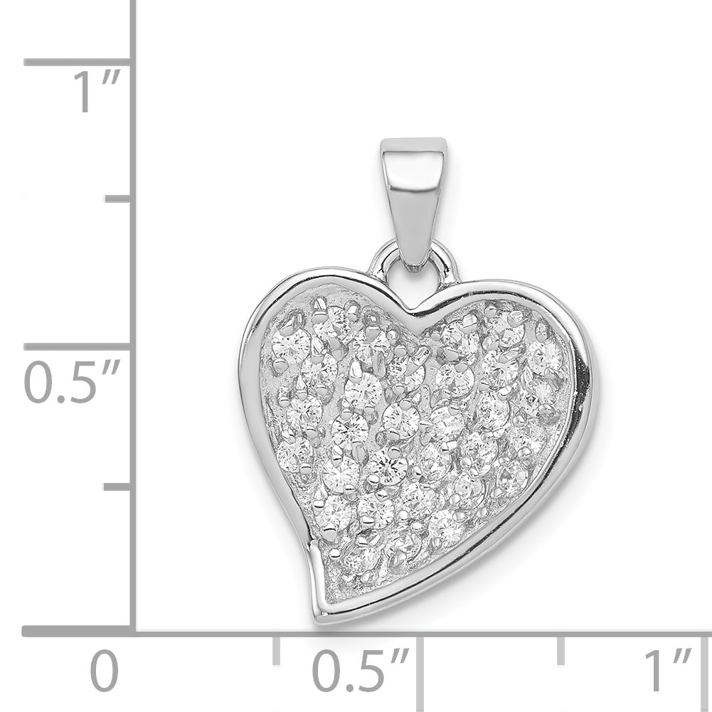 Sterling Silver Polished Rhodium Plating CZ Heart Pendant Secondary image