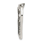 Sterling Silver Polished Black & White CZ Love in Heart Chain Slide