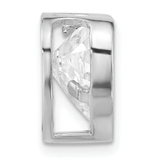 Sterling Silver Polished Large Heart Shaped CZ Chain Slide