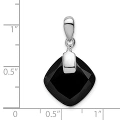 Sterling Silver Rhodium-plated Black Agate Pendant