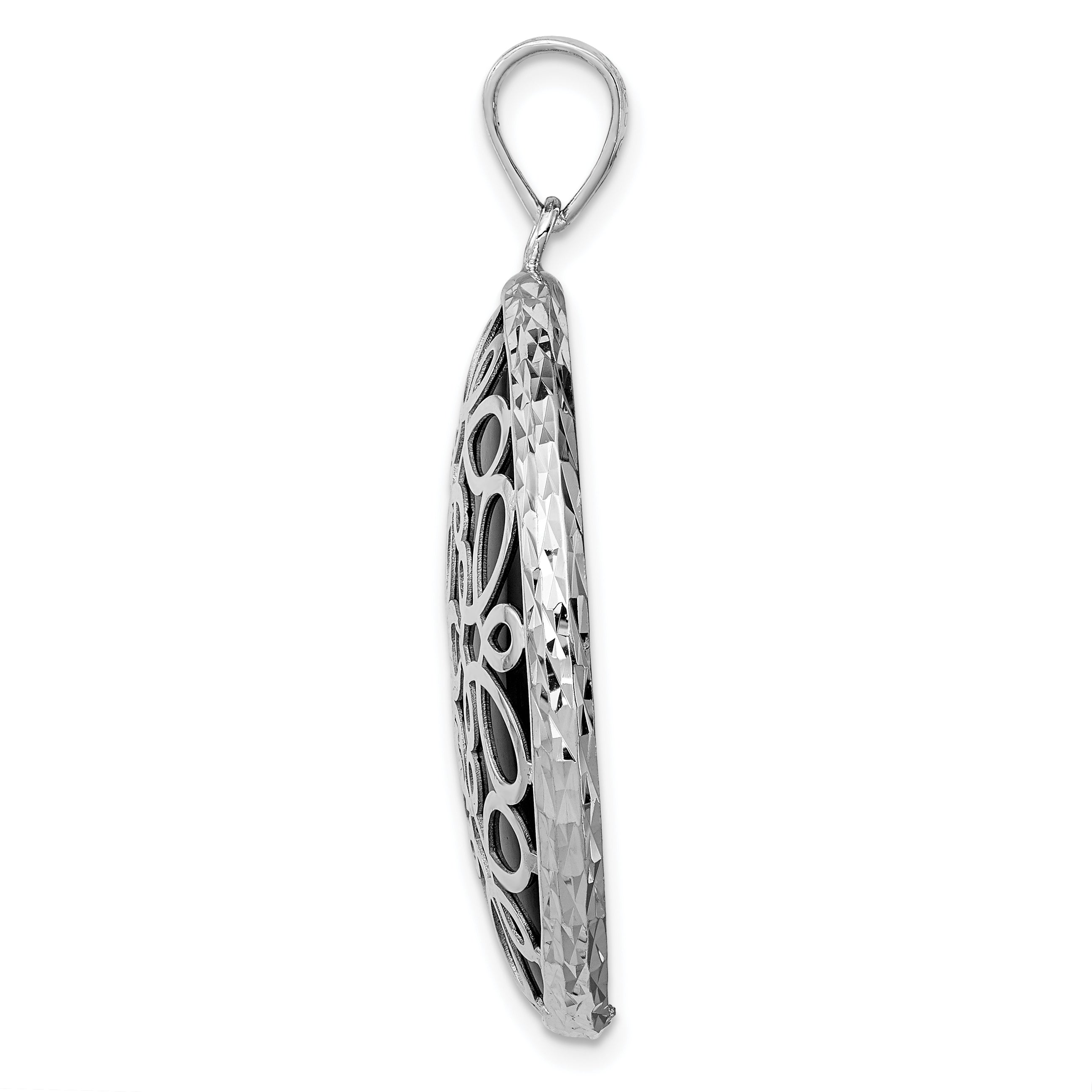 Sterling Silver Rhodium-plated D/C Onyx Pendant Secondary image