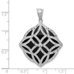 Sterling Silver Rhodium-plated D/C Onyx Pendant