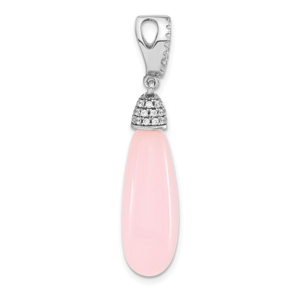Sterling Silver CZ & Pink Glass Pendant