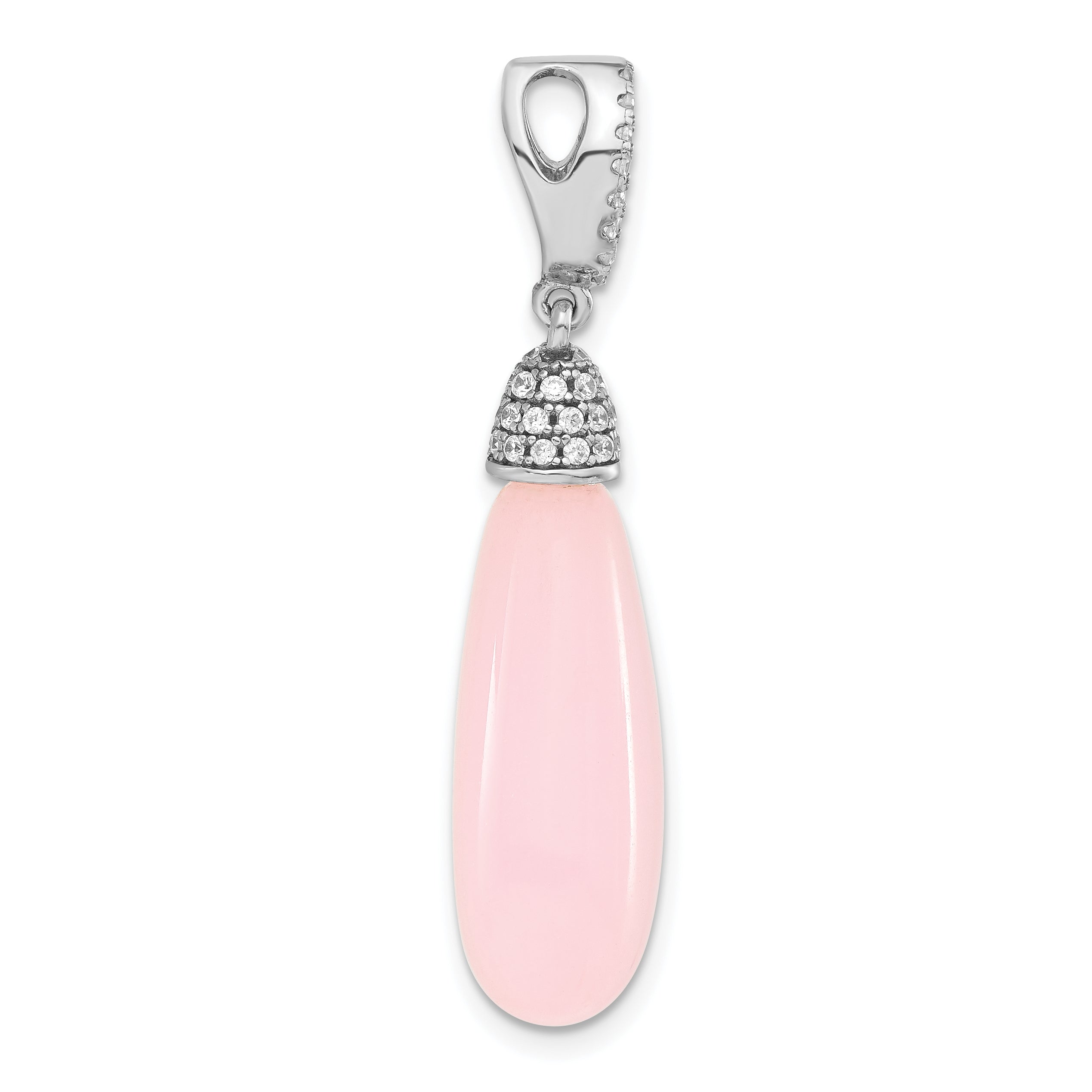 Sterling Silver CZ & Pink Glass Pendant