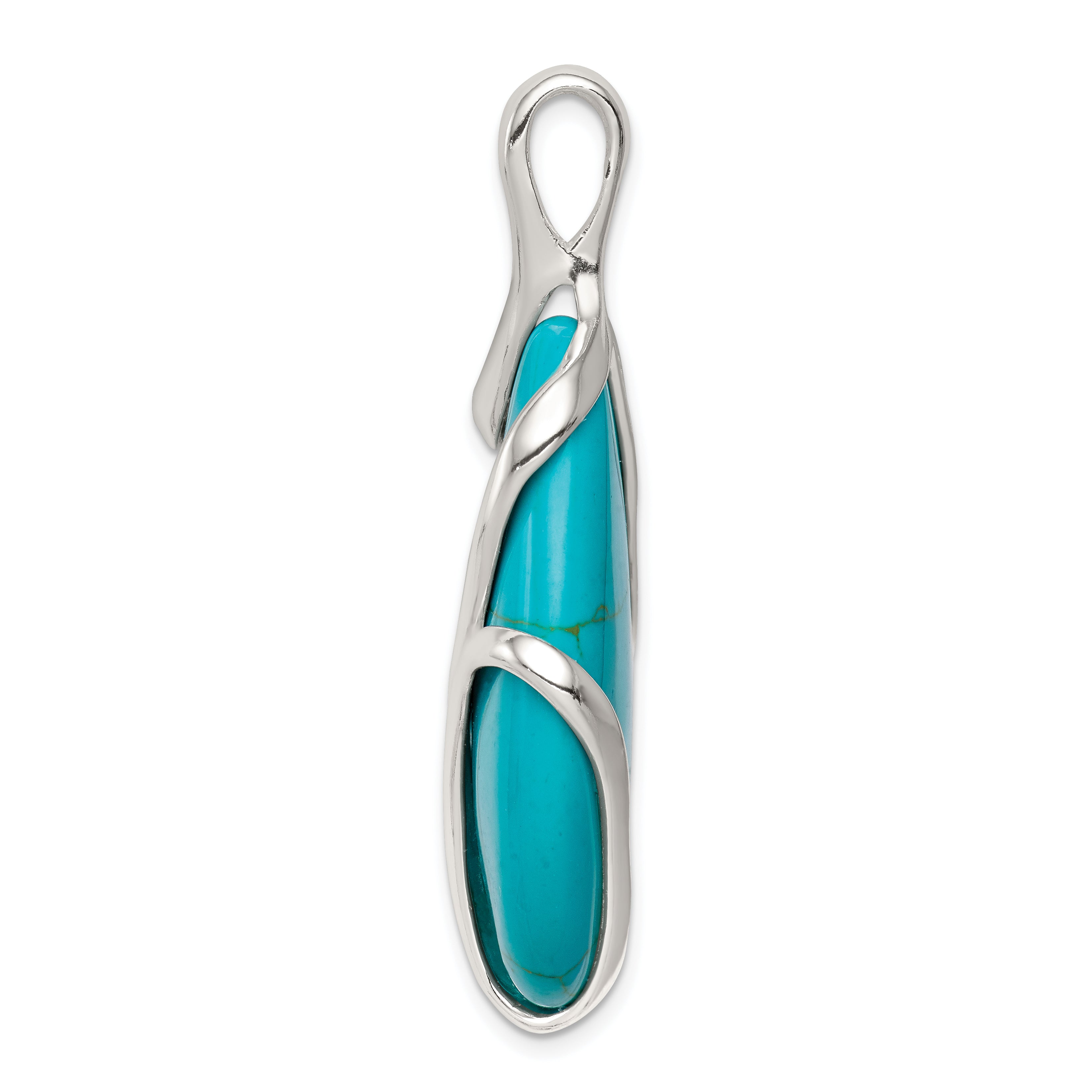 Sterling Silver Polished Synthetic Turquoise Pendant Secondary image