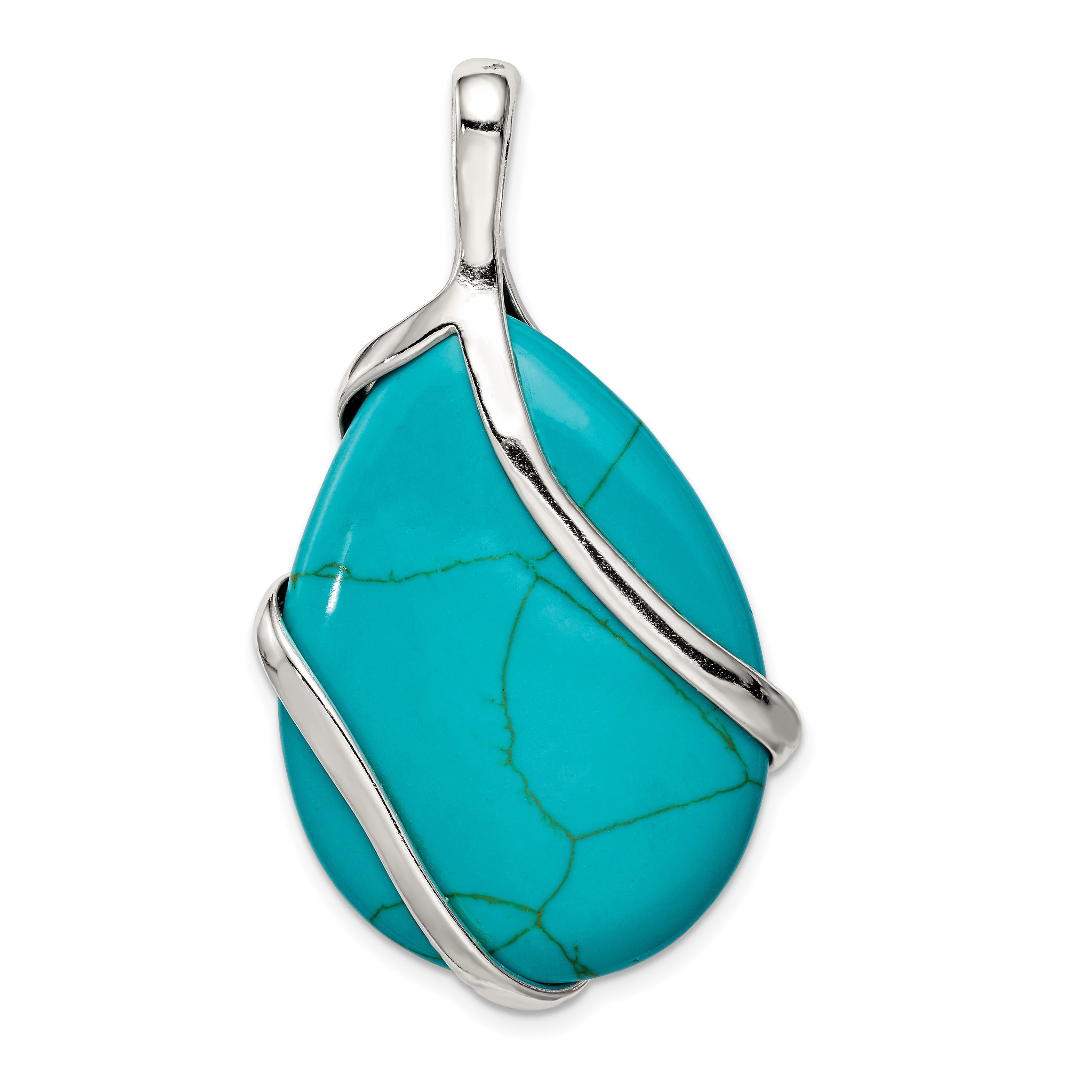 Sterling Silver Polished Synthetic Turquoise Pendant