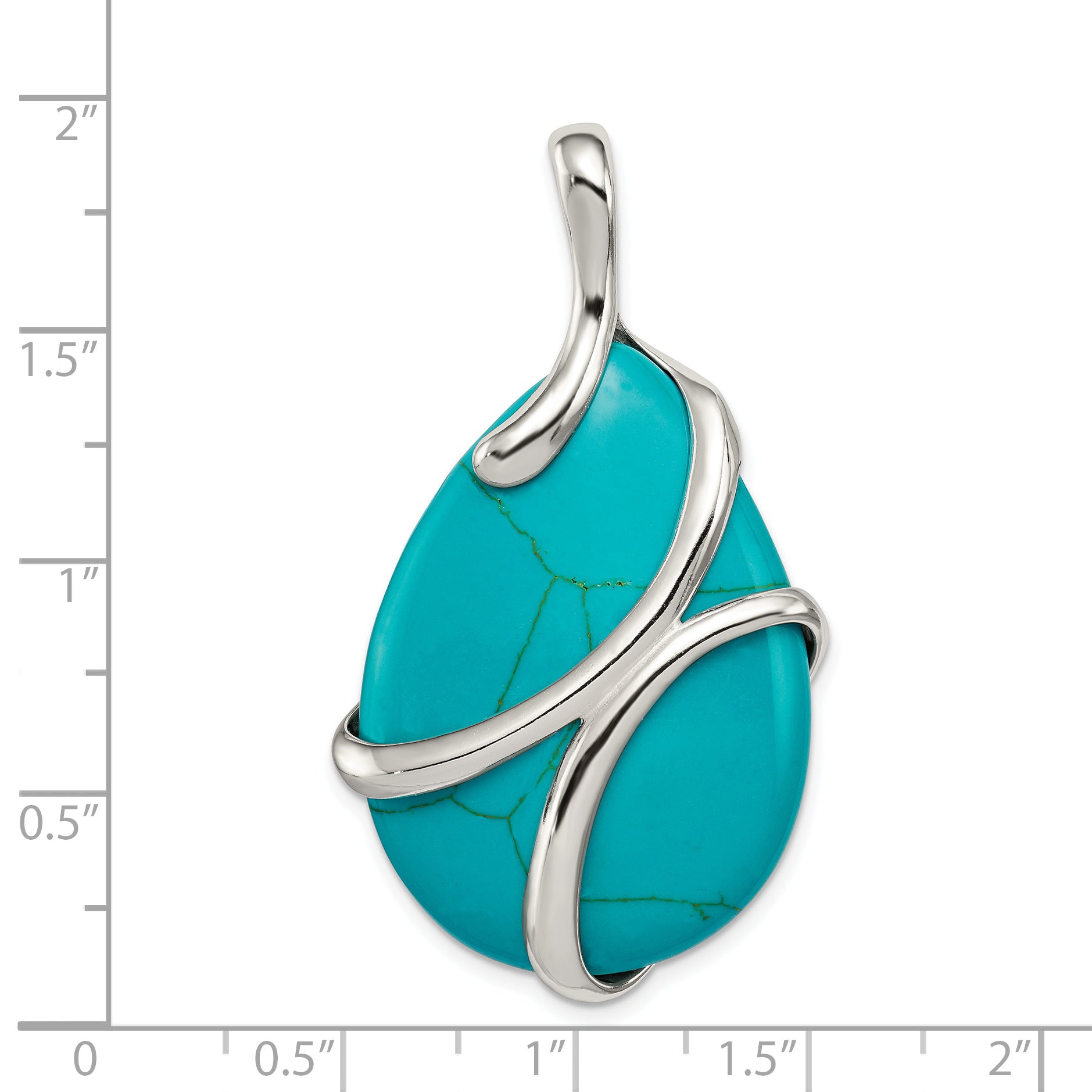 Sterling Silver Polished Synthetic Turquoise Pendant
