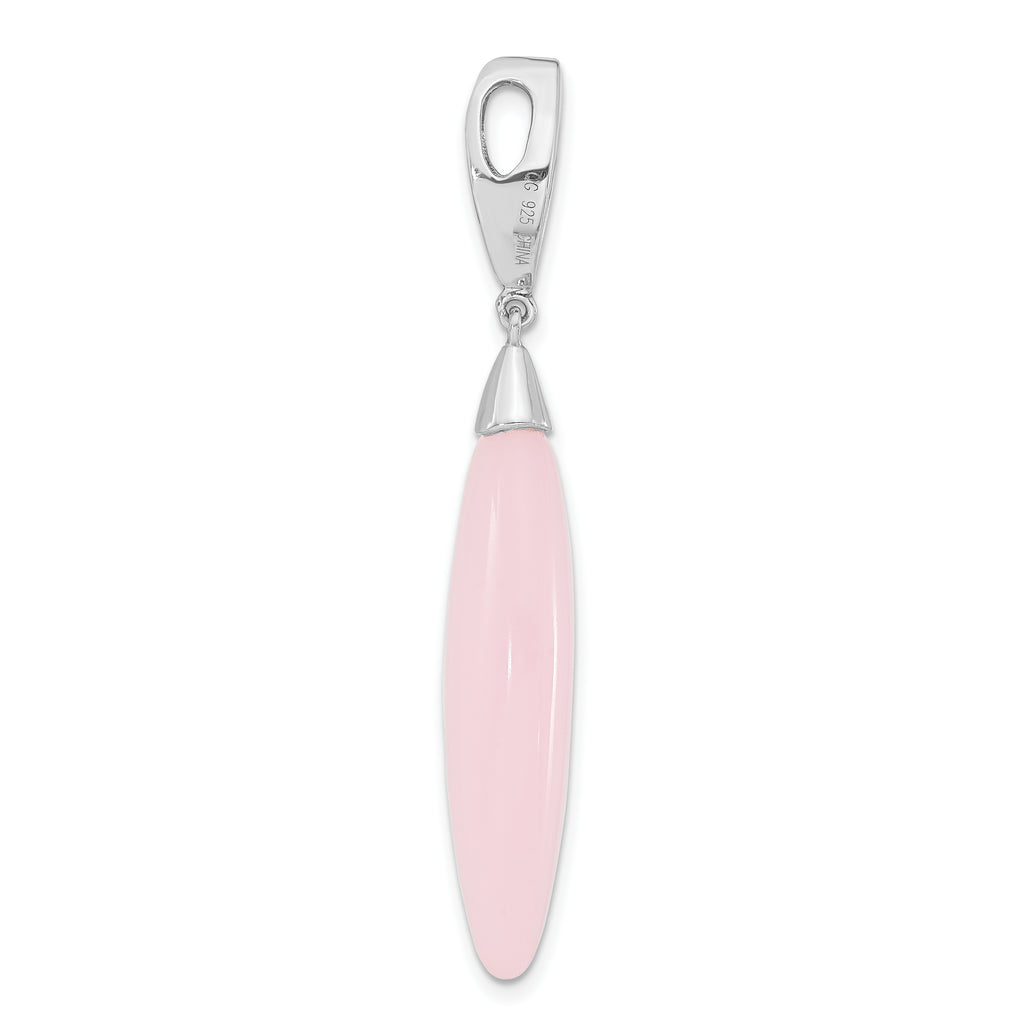 Sterling Silver CZ & Pink Glass Pendant