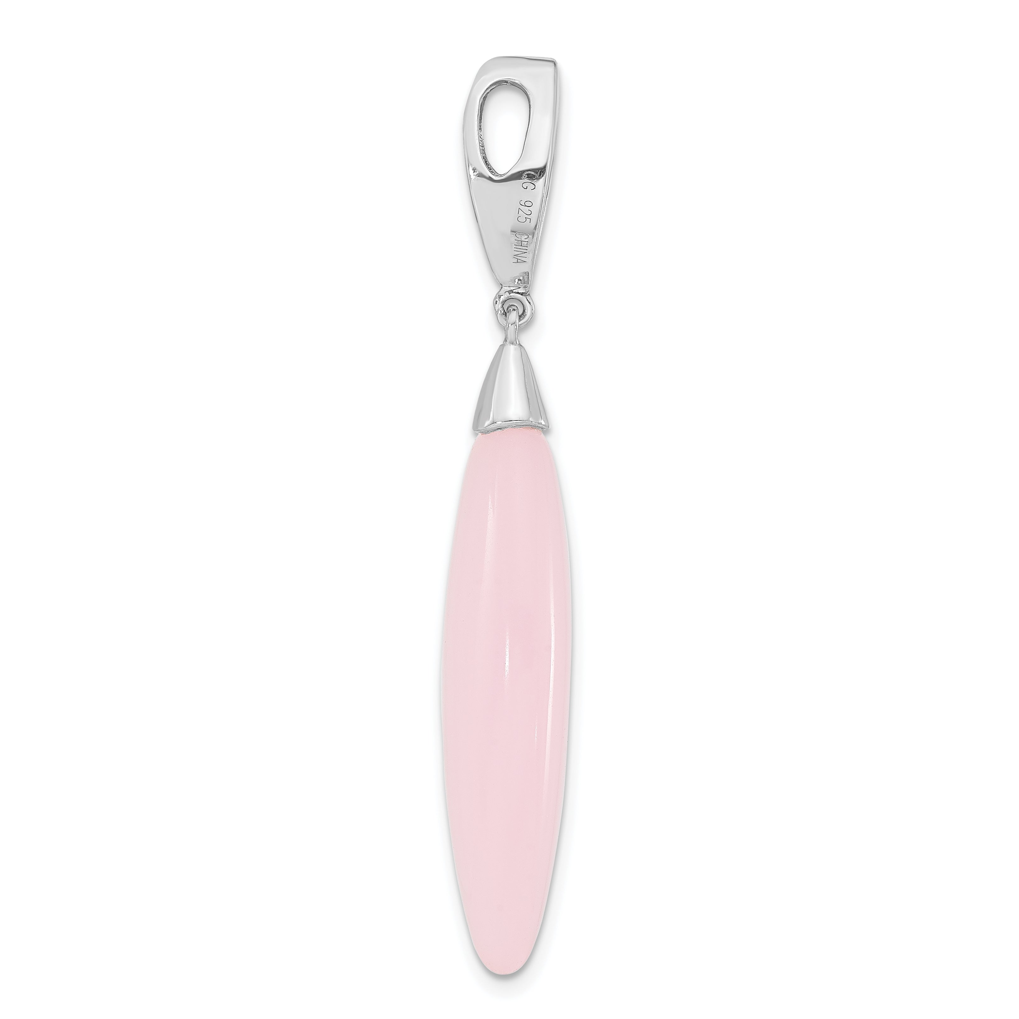 Sterling Silver CZ & Pink Glass Pendant