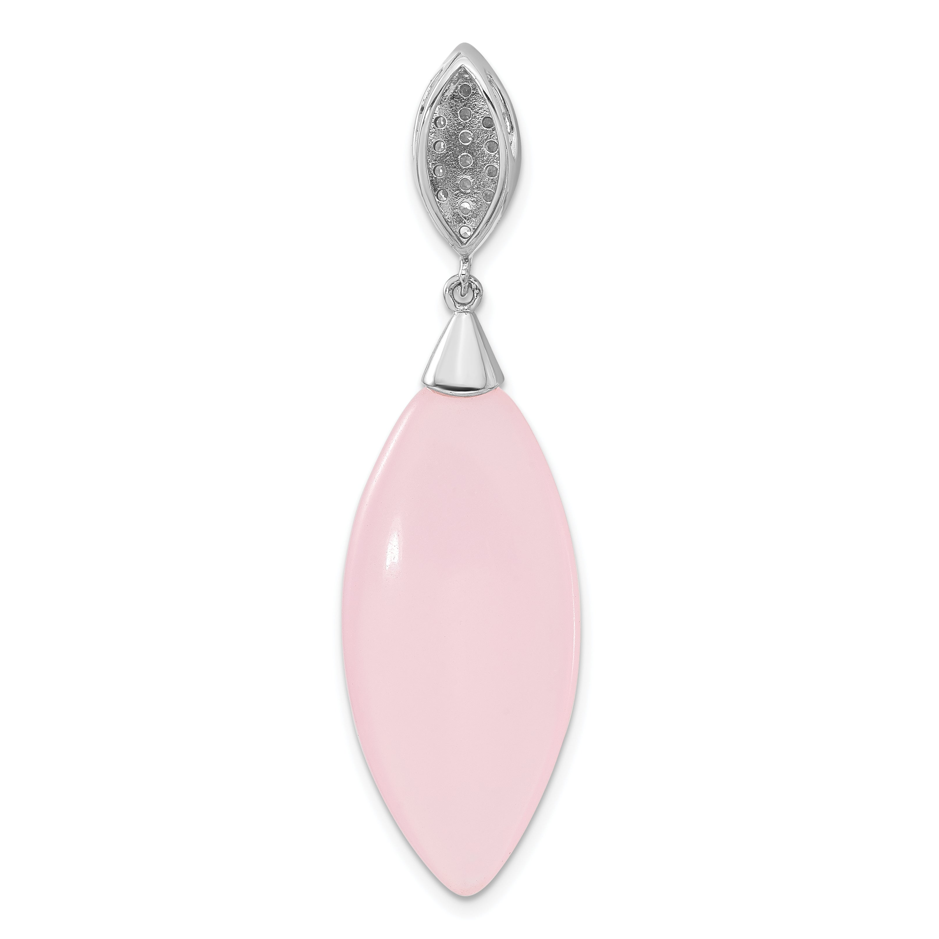 Sterling Silver CZ & Pink Glass Pendant