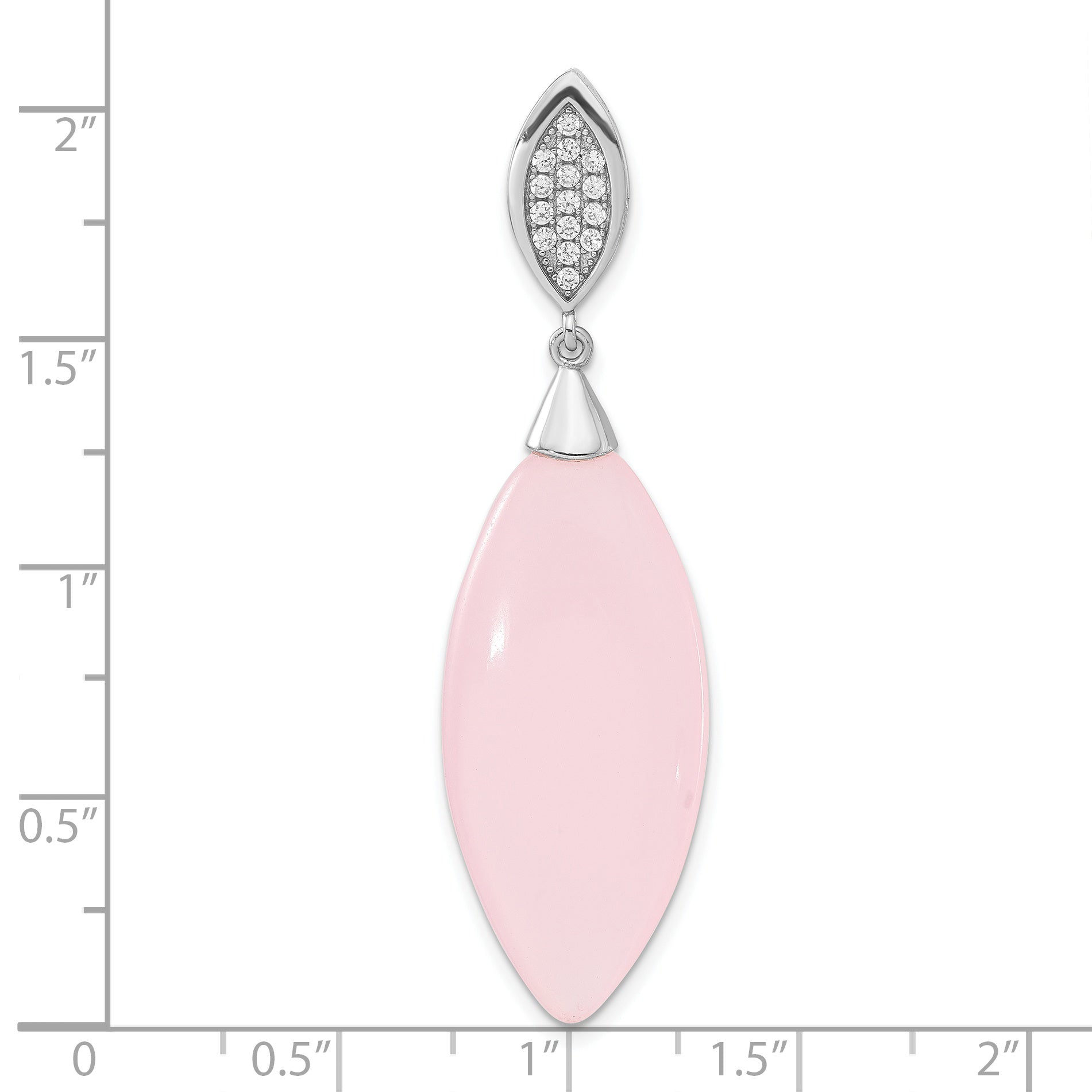 Sterling Silver CZ & Pink Glass Pendant