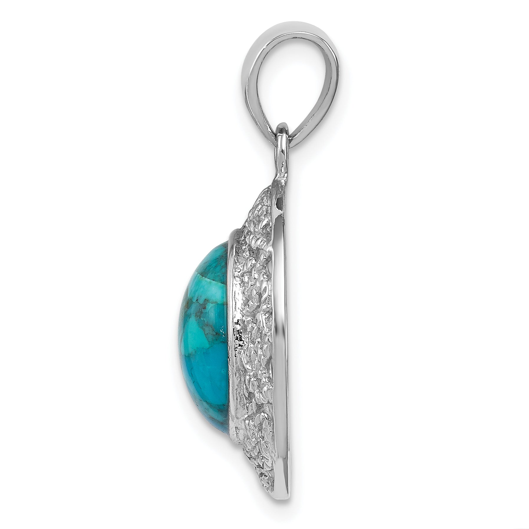 Sterling Silver Rhodium-plated w/Reconstituted Turquoise Pendant Secondary image