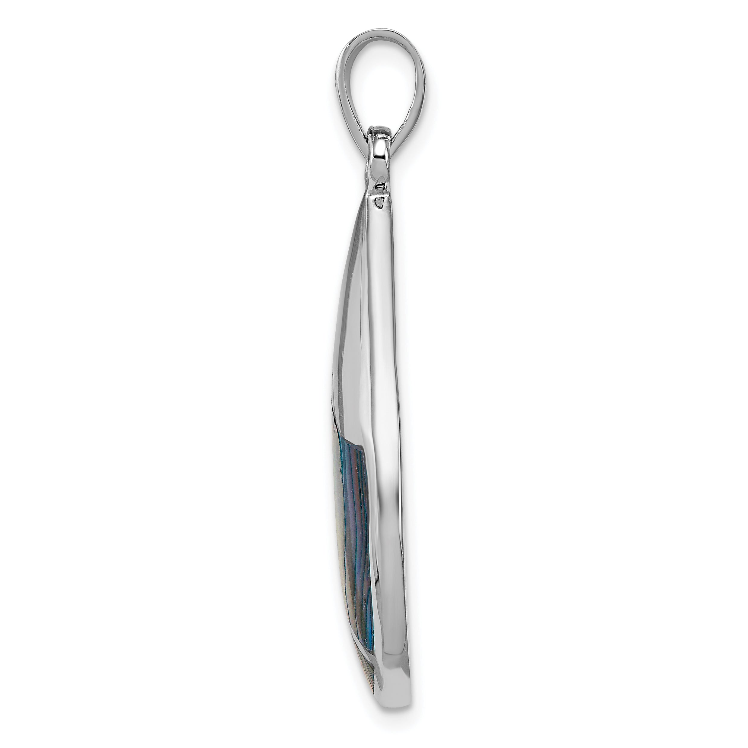 Sterling Silver Rhodium-plated Polished Abalone Pendant