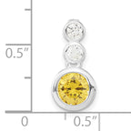Sterling Silver Polished Yellow CZ Bezel-set Pendant