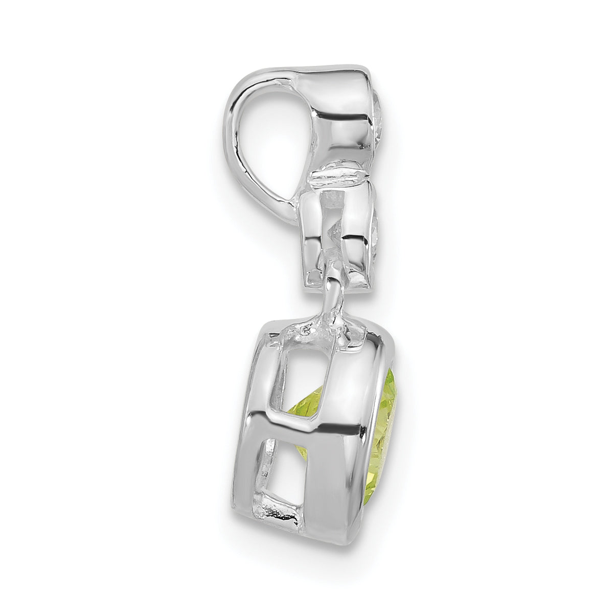 Sterling Silver Polished Clear & Green CZ Bezel Pendant Secondary image