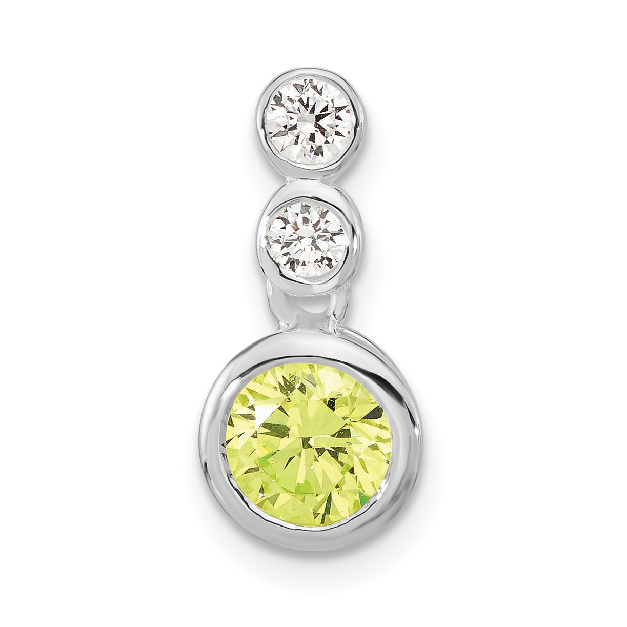 Sterling Silver Polished Green & Clear CZ Circles Chain Slide Pendant Main image