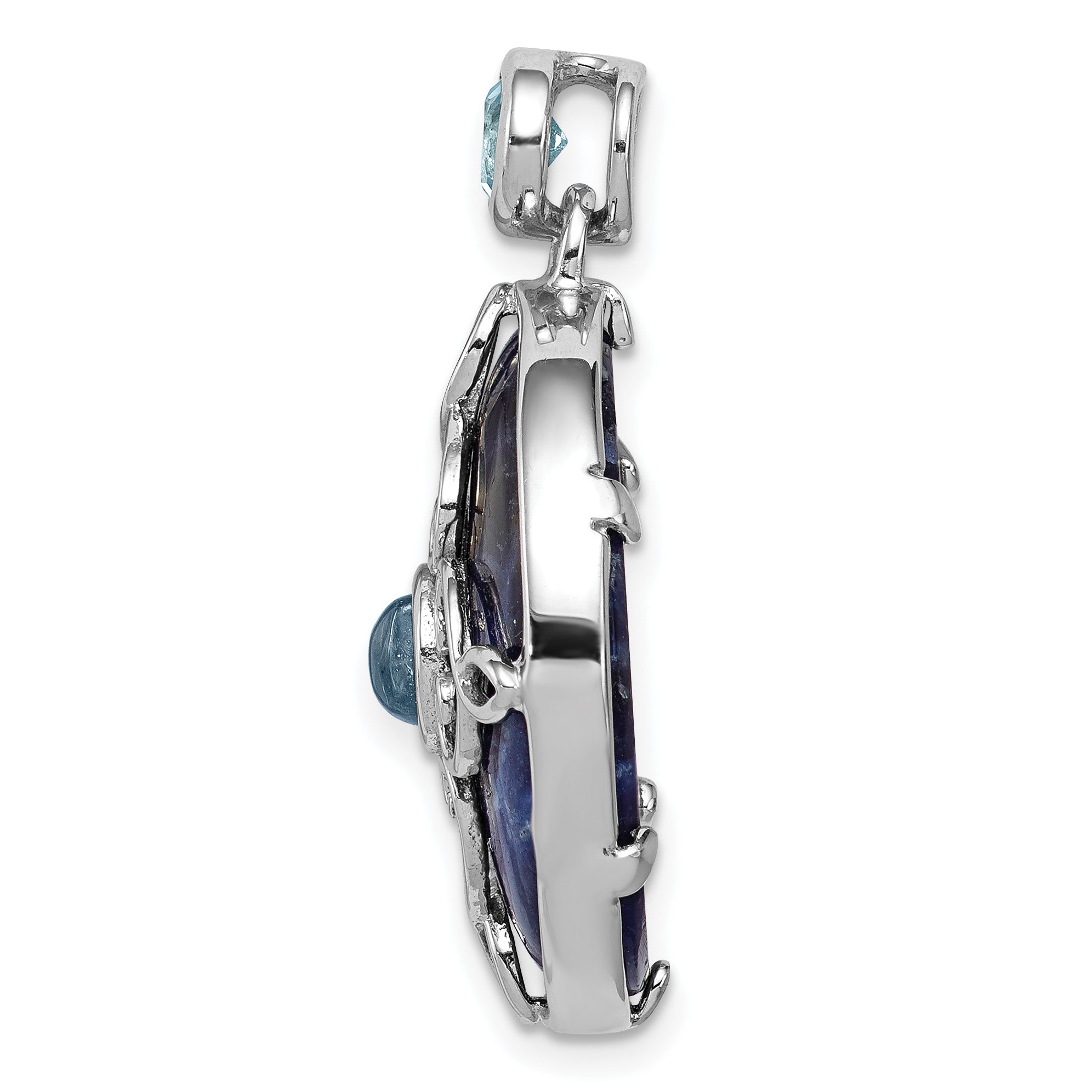 Sterling Silver Rhodium-plated w/Sodalite & Blue Topaz Pendant