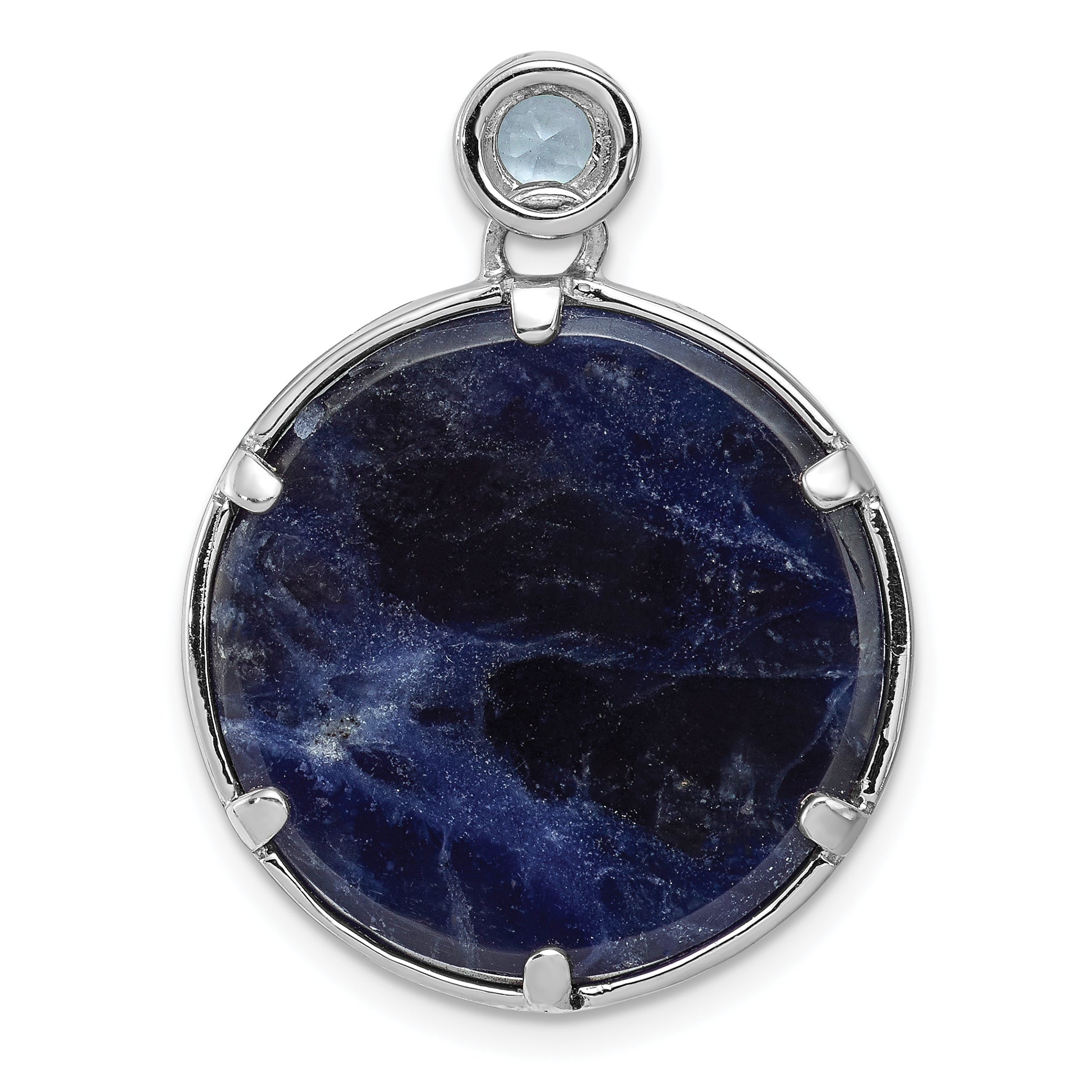 Sterling Silver Rhodium-plated w/Sodalite & Blue Topaz Pendant