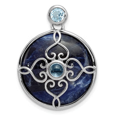 Sterling Silver Rhodium-plated w/Sodalite & Blue Topaz Pendant