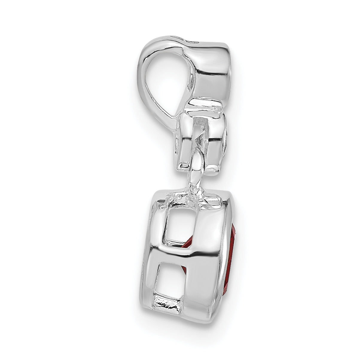 Sterling Silver Polished Clear & Red CZ Bezel Pendant Secondary image