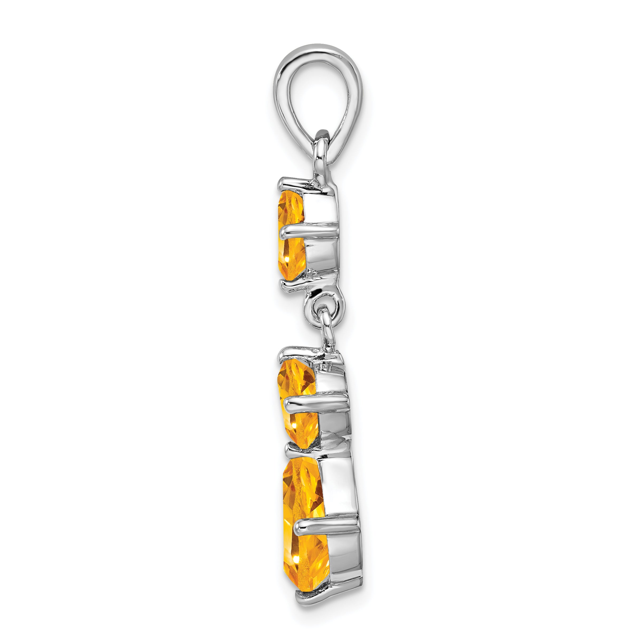 Sterling Silver Rhodium-plated Citrine Pendant Secondary image
