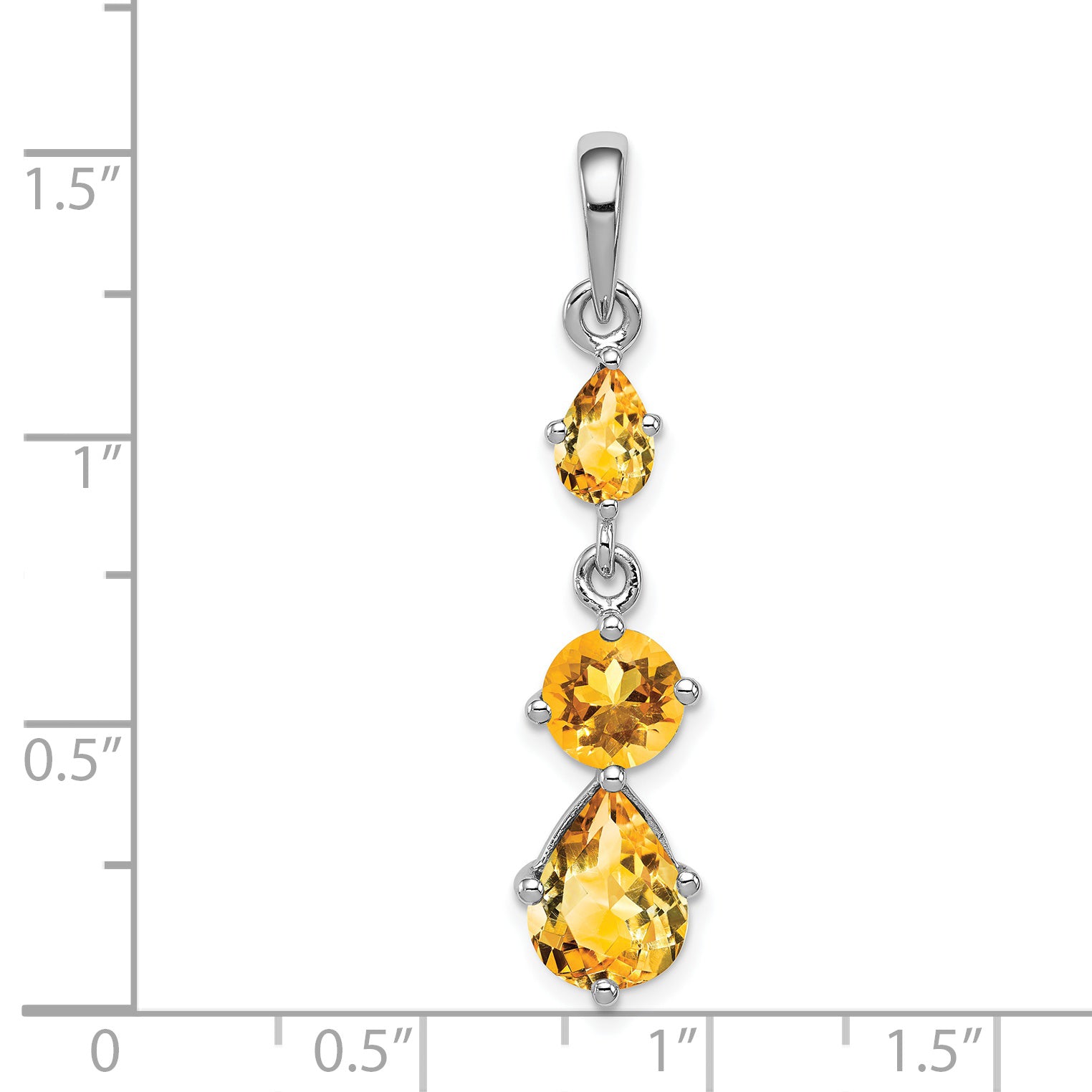 Sterling Silver Rhodium-plated Citrine Pendant