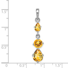 Sterling Silver Rhodium-plated Citrine Pendant