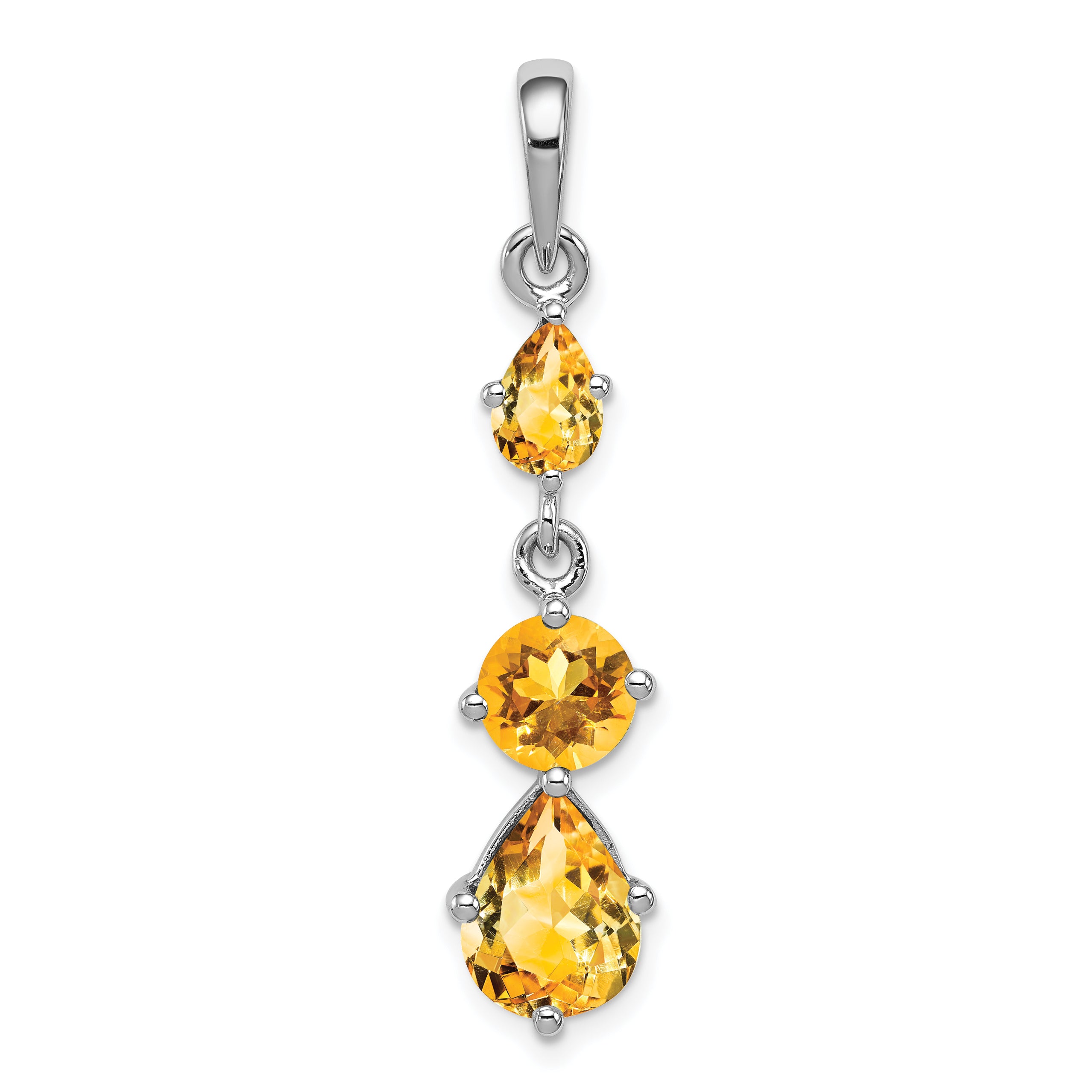 Sterling Silver Rhodium-plated Citrine Pendant Main image
