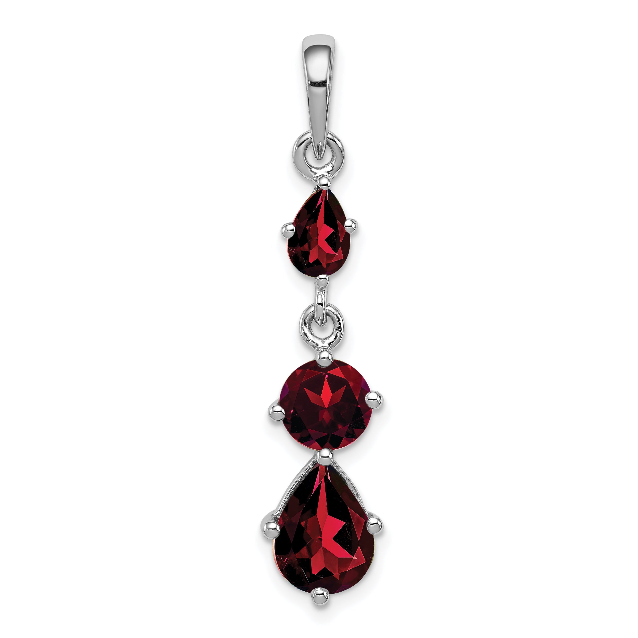 Sterling Silver Rhodium-plated Garnet Pendant Main image