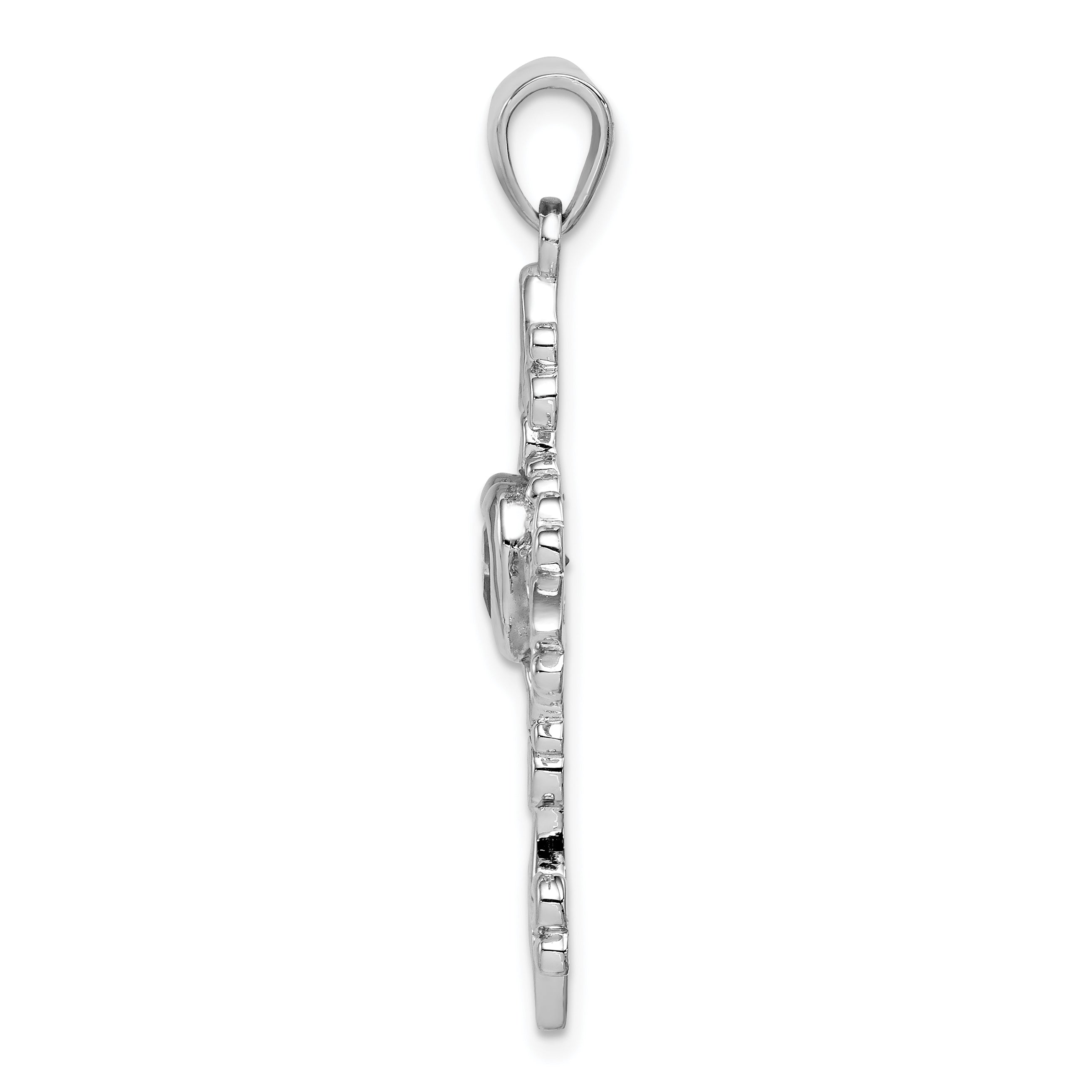 Sterling Silver Rhodium-plated w/Amethyst Cross Pendant Secondary image
