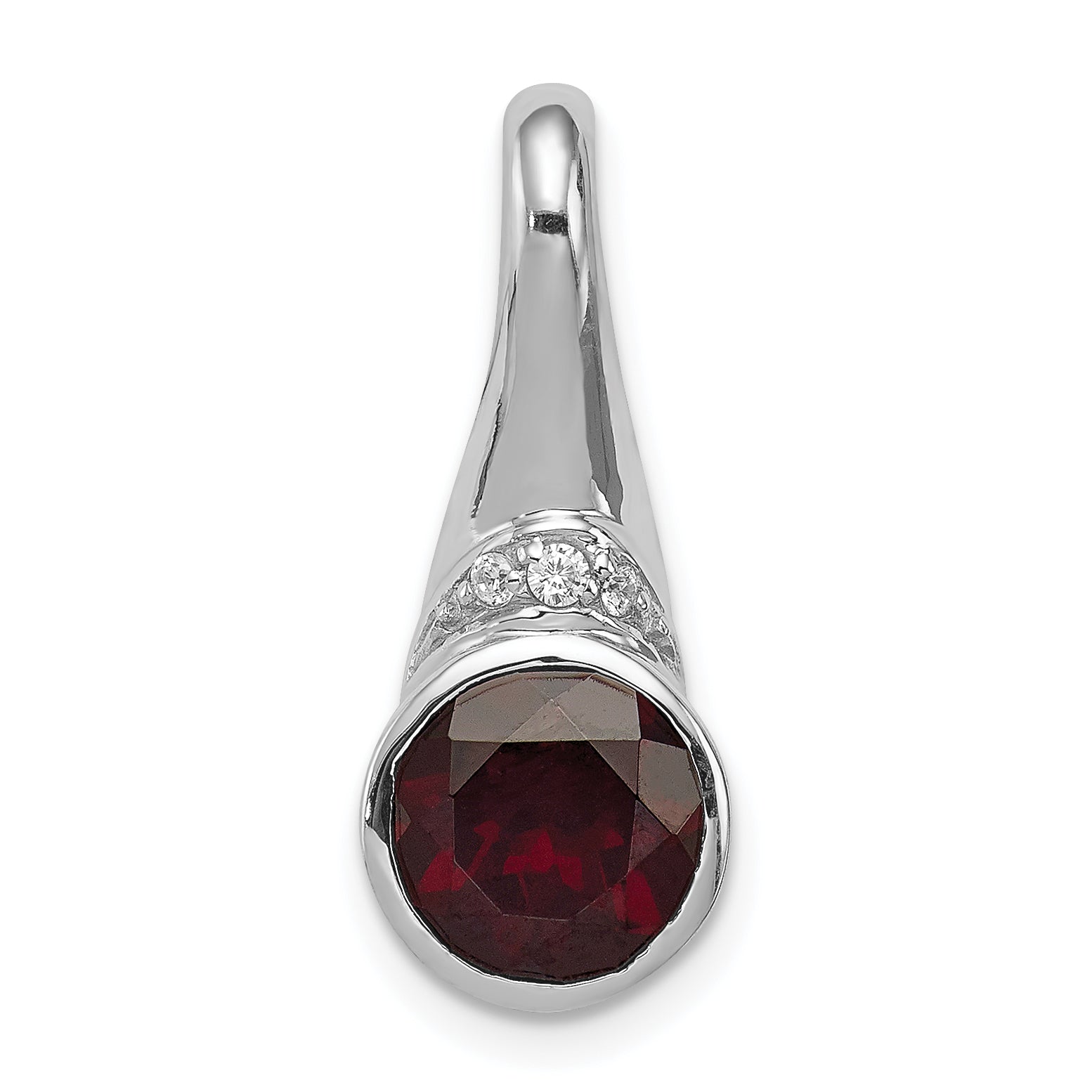 Sterling Silver Rhodium-plated w/CZ and Garnet Pendant Main image