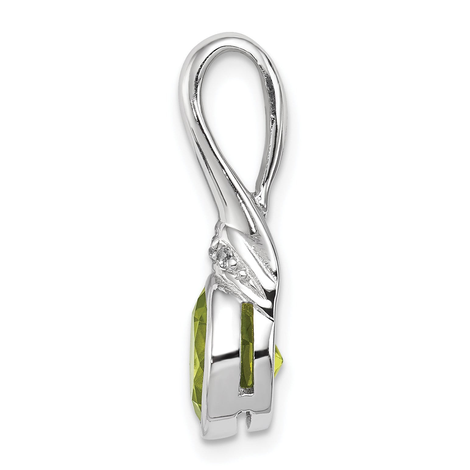 Sterling Silver Rhodium-plated w/CZ and Peridot Pendant Secondary image