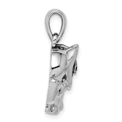 Sterling Silver Rhodium Polished Rhodolite Garnet Elephant Pendant