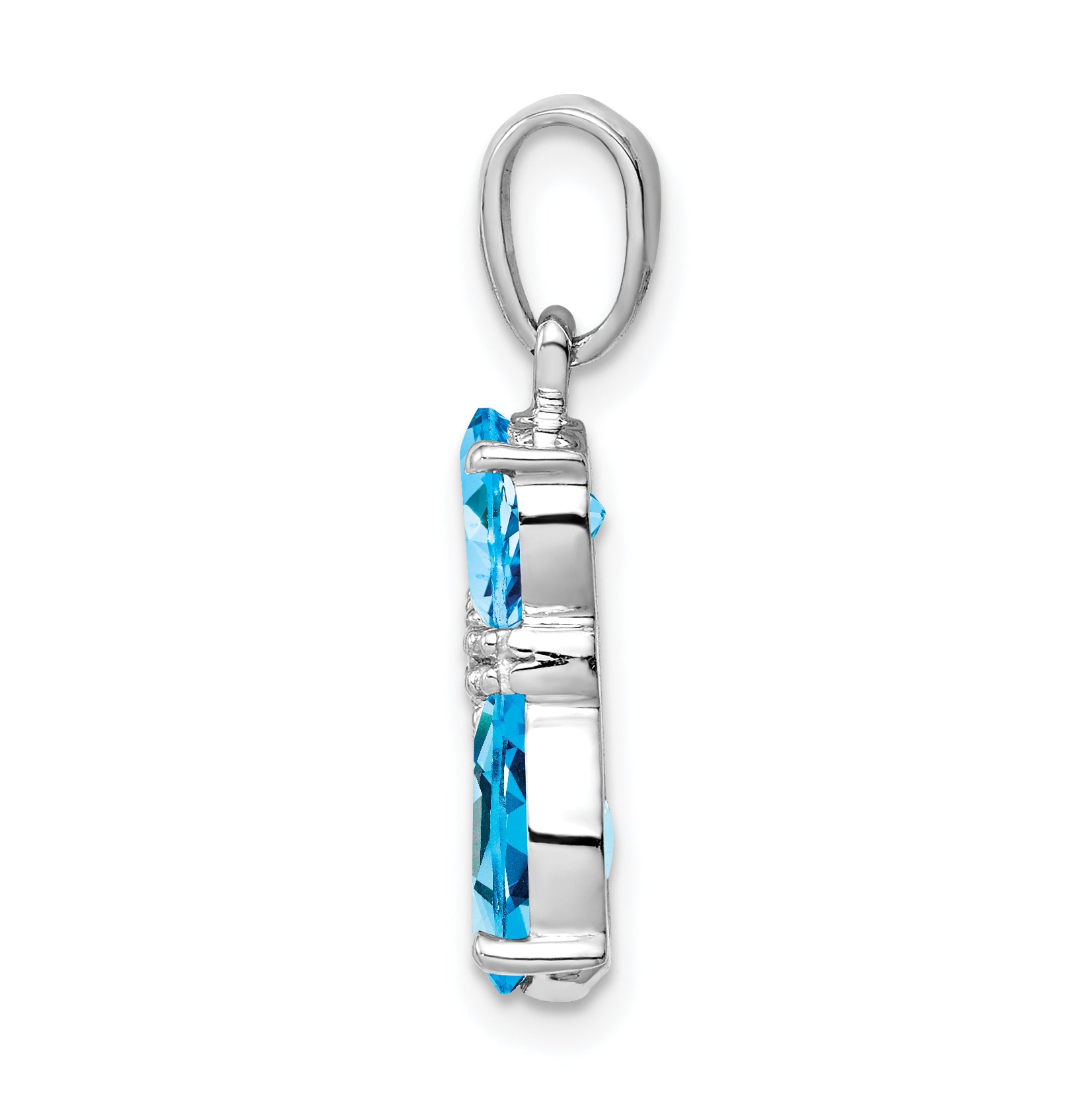 Sterling Silver Rhodium-plated Blue Topaz and Diamond Cat Pendant Secondary image