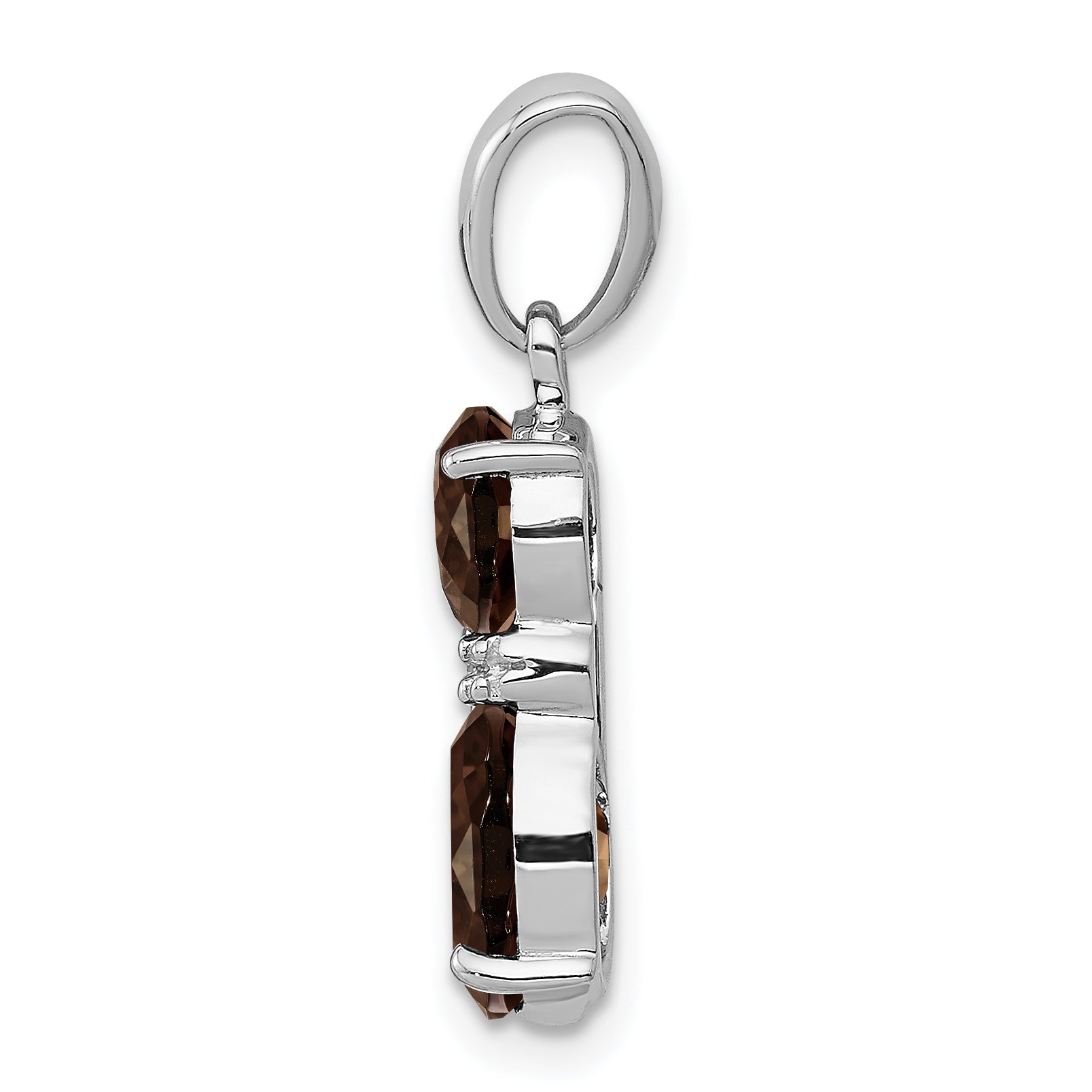 Sterling Silver Rhodium-plated Smoky Quartz and Diamond Pendant Secondary image