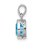 Sterling Silver Rhodium-plated Polished Blue Topaz Oval Pendant