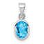 Sterling Silver Rhodium-plated Polished Blue Topaz Oval Pendant
