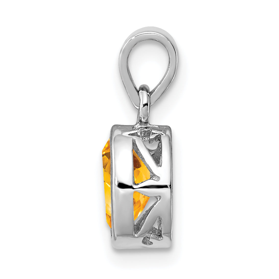 Sterling Silver Rhodium-plated Polished Citrine Oval Pendant Secondary image