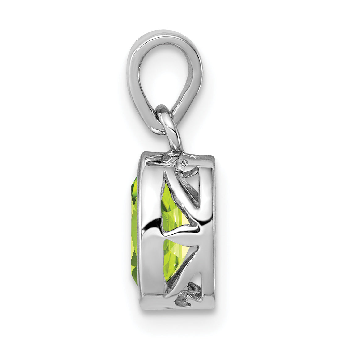 Sterling Silver Rhodium-plated Polished Peridot Oval Pendant Secondary image