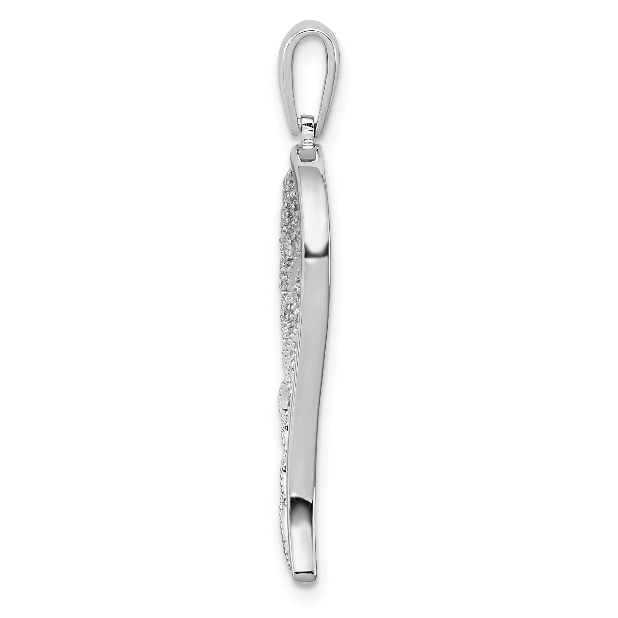 Sterling Silver Rhodium Diam. Open-work Wing Pendant Secondary image