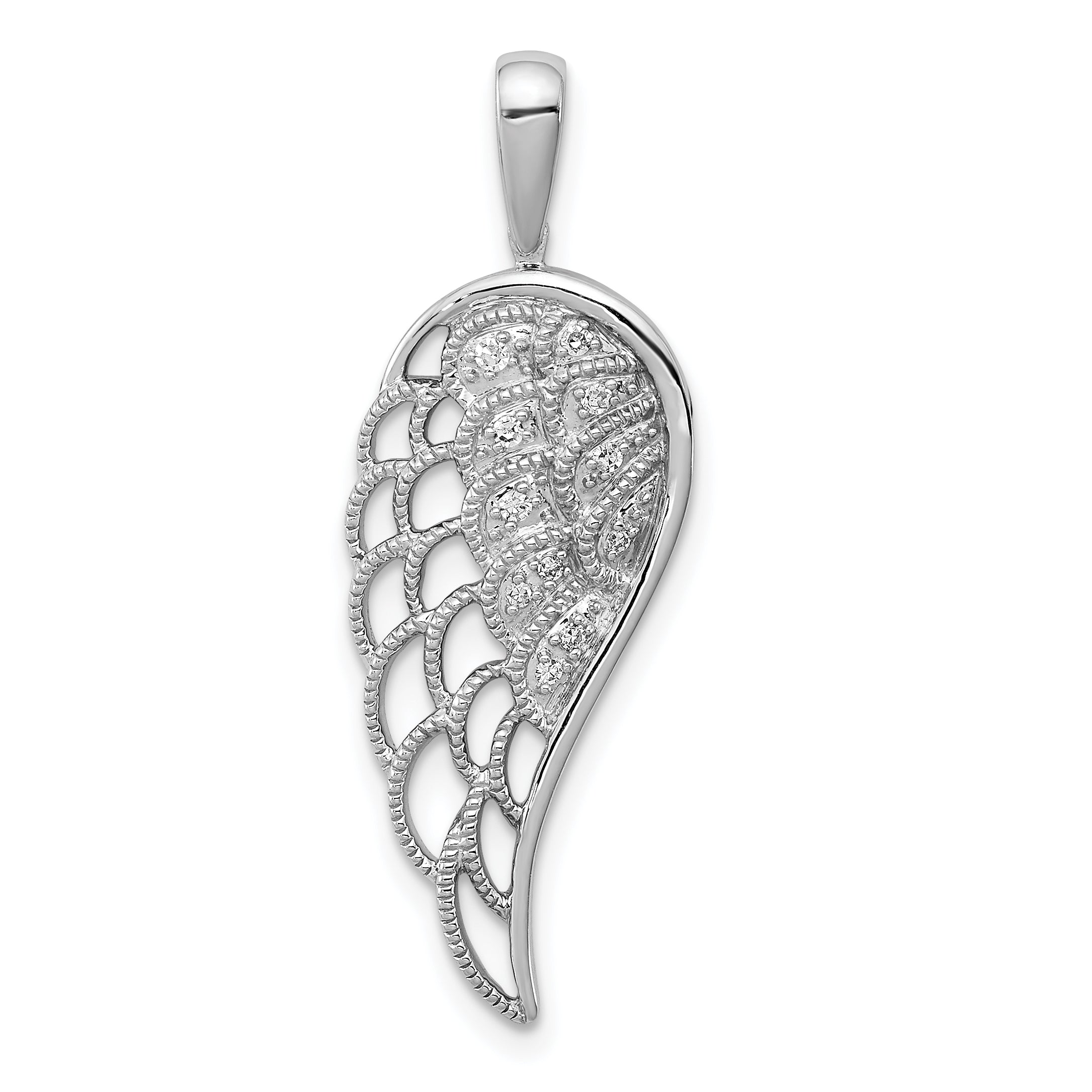 Sterling Silver Rhodium Diam. Open-work Wing Pendant Main image
