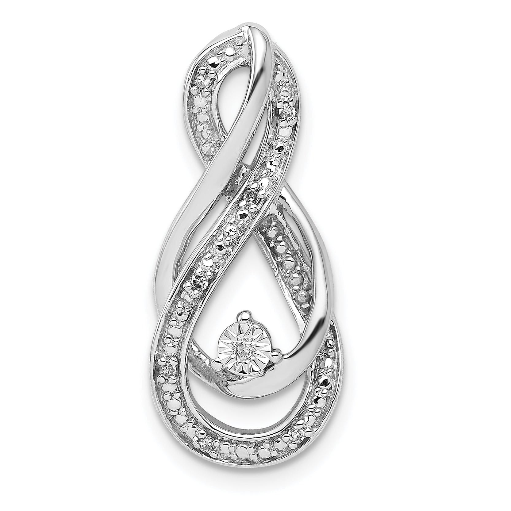Sterling Silver Rhodium Diam. Infinity Symbol Slide Pendant Main image