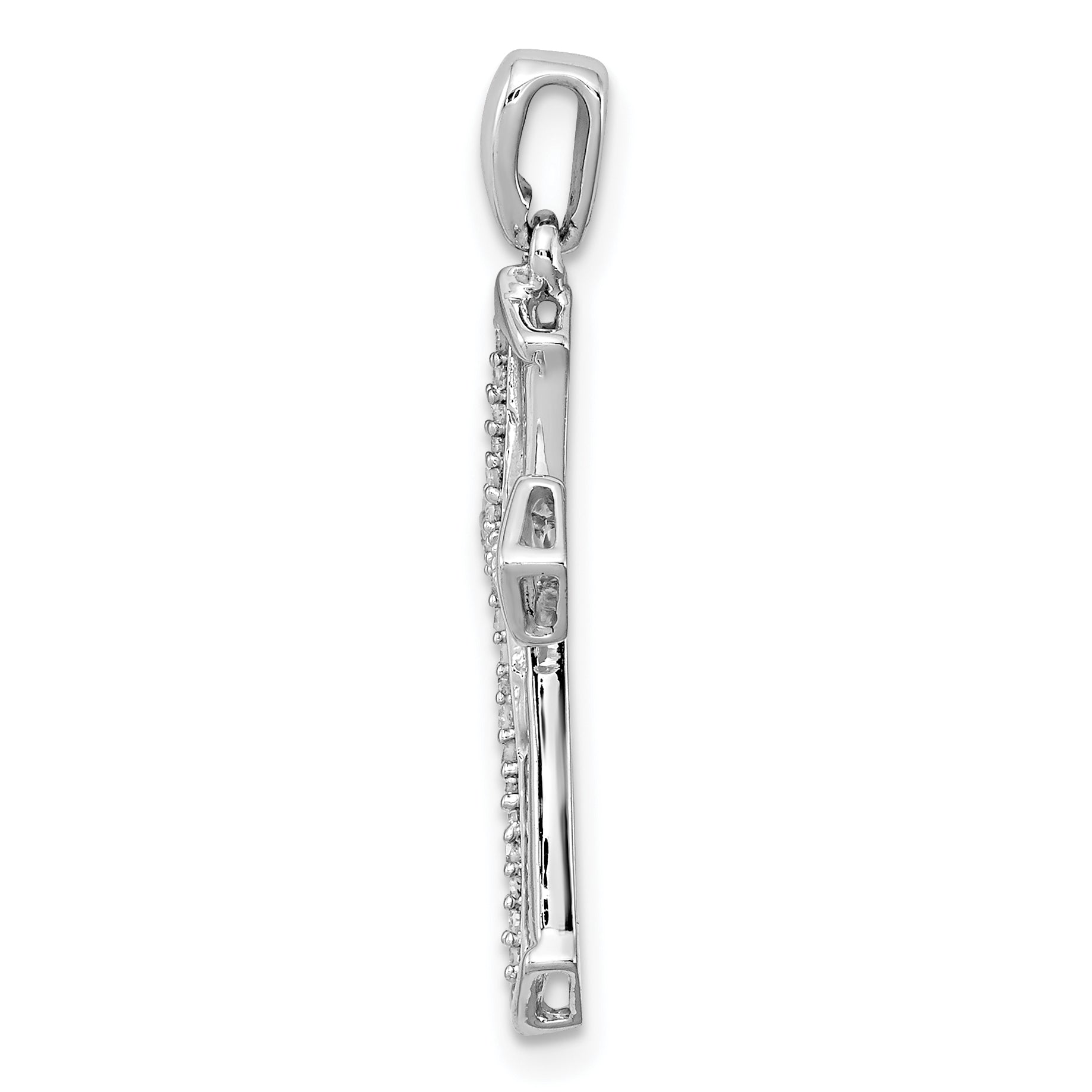 Sterling Silver Rhodium-plated Diamond Cross Pendant Secondary image